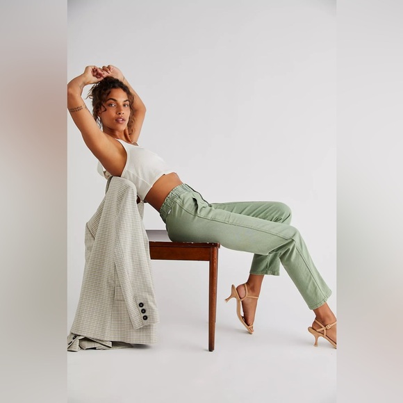 MOTHER Women's Straight Leg Jeans in Sage Green - Picture 11 of 14